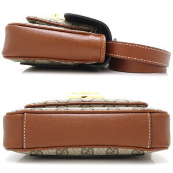 Gucci Shoulder Bag Padlock GG Supreme Canvas Calfskin Beige Black Brown - Picture 2 of 10